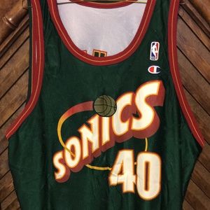 Vintage Champion Seattle SuperSonics Shawn Kemp Sewn Made In USA Jersey 40 RARE